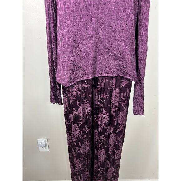 CP Shades Sausalito 2 Piece Floral Pants Set Purple Medium Whimsigoth Lagenlook - Picture 4 of 9